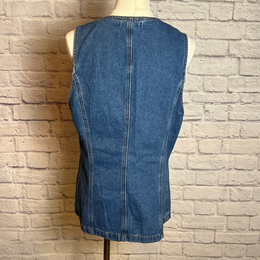 Sincerely Jules Women's XL Blue Denim Longline Button Front Vest Modern Chic - Picture 3 of 5
